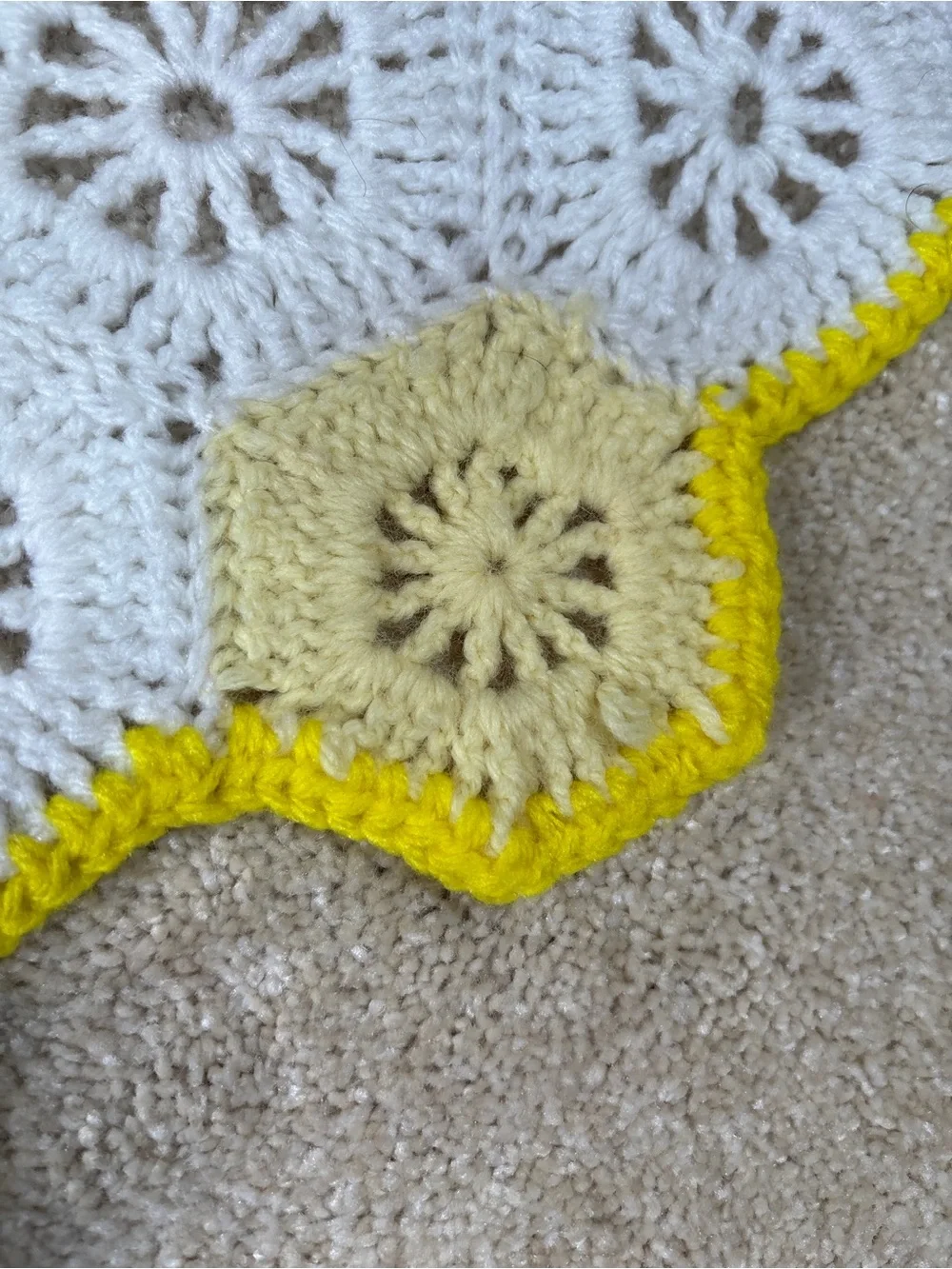 Granny Square Flower Garden Blanket Full Size Hexagon Edge
